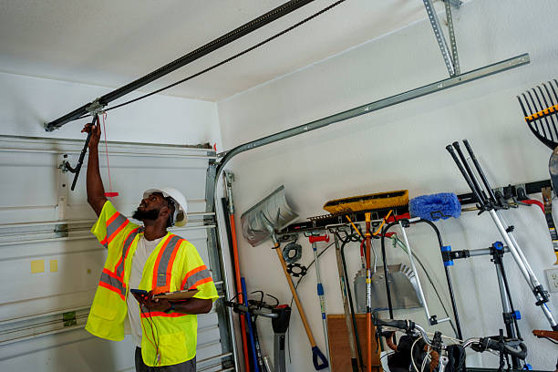 Professional Garage Door Panel Replacement technician working in Seco Mines, TX
